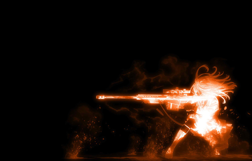 black girl gun jpeg_artifacts kozaki_yusuke rifle weapon