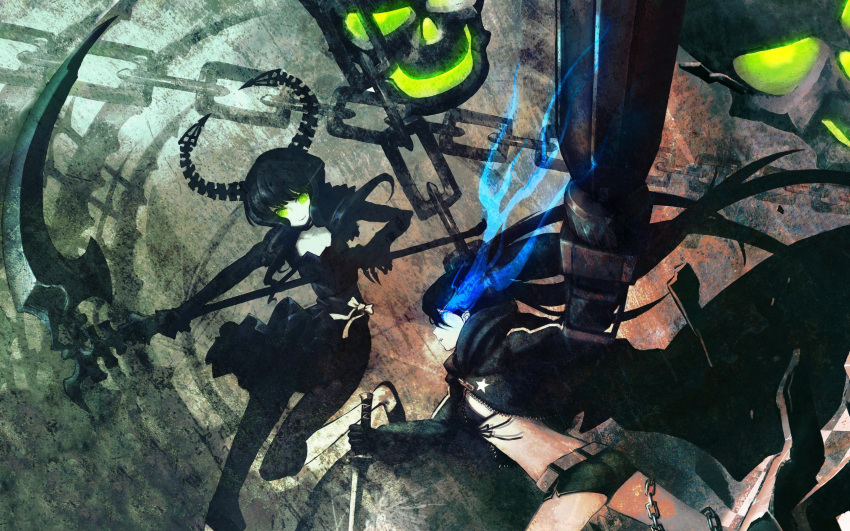 black_rock_shooter black_rock_shooter_(character) chain dead_master huke scythe sword