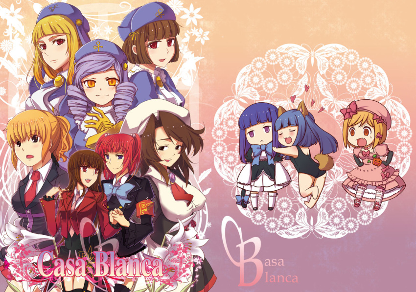 blonde_hair blue_eyes blue_hair bowtie brown_eyes brown_hair collaboration conbi2 cornelia_(umineko) dlanor_a_knox dog_ears drill_hair eiserne_jungfrau empty_eyes fang frederica_bernkastel furudo_erika gertrude isya jairo lambdadelta mammon necktie nori_senbei one-piece_swimsuit orange_eyes ponytail purple_hair red_eyes red_hair redhead sennbei shannon stakes_of_purgatory swimsuit tail thighhighs twintails umineko_no_naku_koro_ni ushiromiya_ange ushiromiya_jessica yuzun