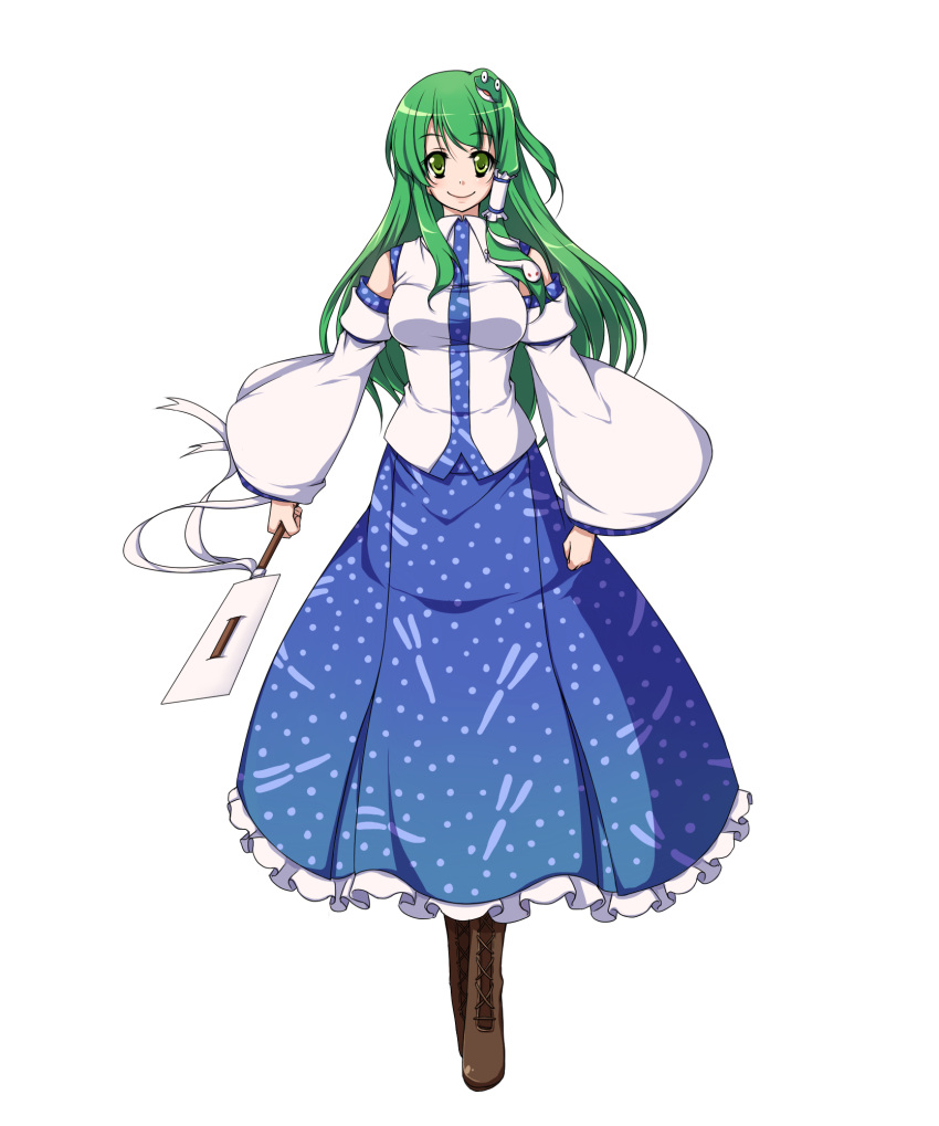 green_hair hirase_yuu kochiya_sanae long_skirt skirt touhou transparent_background