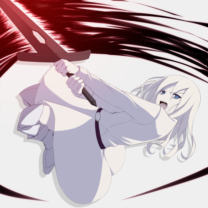 akabane_rin copyright_request highres long_hair looking_at_viewer open_mouth solo sword weapon