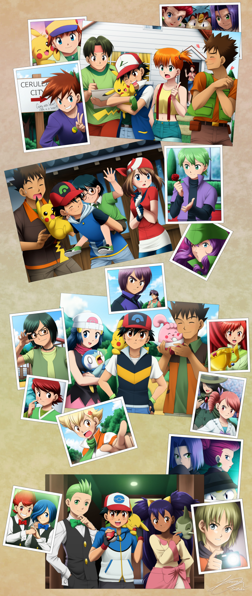 6+boys 6+girls absurdres adjusting_glasses age_difference alternate_hairstyle angry apron aqua_eyes axew bandana bandanna bare_shoulders baseball_cap beanie belt berry bike_shorts black_eyes black_hair blonde_hair blue_eyes blue_hair blush bow bowtie brown_eyes brown_hair camera cape carrying child closed_eyes corn_(pokemon) crop_top dark_skin denim dent_(pokemon) drawing earrings english everyone fedora fingerless_gloves flower formal glasses gloves green_eyes green_hair grey_eyes grin hair_bun hair_ornament hanako_(pokemon) hand_on_hip handkerchief hands_clasped hands_on_hips happiny harley_(pokemon) haruka_(pokemon) hat headband heart highres hikari_(pokemon) hips hiroshi_(pokemon) holding holding_poke_ball hoodie hug iris_(pokemon) jacket jewelry jun_(pokemon) kasumi_(pokemon) kengo_(pokemon) kenji_(pokemon) kojirou_(pokemon) kouhei_(pokemon) laura-satoko laura_jimenez lipstick long_hair makeup masato_(pokemon) meowth midriff mother_and_son multiple_boys multiple_girls musashi_(pokemon) naoshi_(pokemon) navel necklace nozomi_(pokemon) ookido_shigeru open_mouth oran_berry orange_eyes orange_hair pencil pikachu pink_eyes pink_hair piplup pod_(pokemon) pointing poke_ball pokemon pokemon_(anime) pokemon_(creature) purple_hair red_hair redhead reiji_(pokemon) ribbon rose satoshi_(pokemon) satoshi_(pokemon)_(classic) scarf shinji_(pokemon) shooti_(pokemon) short_hair shorts shuu_(pokemon) side_ponytail sign sketchbook sleeveless sleeveless_shirt smile surprised suspenders sweatdrop takeshi_(pokemon) takeshi_(pokemon_ag) takeshi_(pokemon_dp) team_rocket tree urara_(pokemon) v very_long_hair vest waving wink wobbuffet