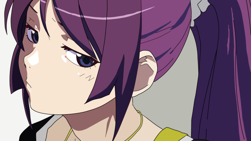 blue_eyes monogatari_(series) otemoto_hiroshi ponytail purple_hair senjougahara_hitagi vector_trace