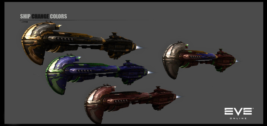 3d amarr_empire_(eve_online) armageddon_(eve_online) battleship_(eve_online) beam_cannon black_border border cannon carrier carthum_conglomerate_(eve_online) combat_ship_(eve_online) commentary copyright_logo copyright_name droneboat_(eve_online) energy_cannon english_commentary eve_online flying glowing grey_background highres laser_cannon logo military_vehicle realistic science_fiction spacecraft spacecraft_turret vankaiser vehicle_focus