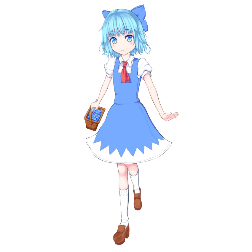 basket cirno hak highres looking_at_viewer solo touhou white_background