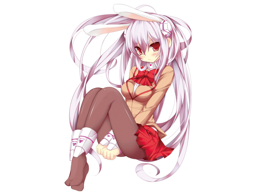 animal_ears bunnygirl long_hair pantyhose rabbit_ears seifuku tagme white