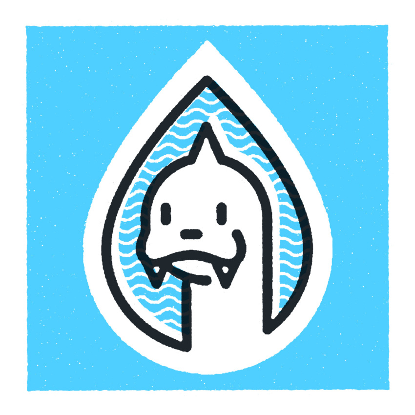 dewgong face fangs friendly_design_company highres monochrome no_humans pokemon solo water water_drop