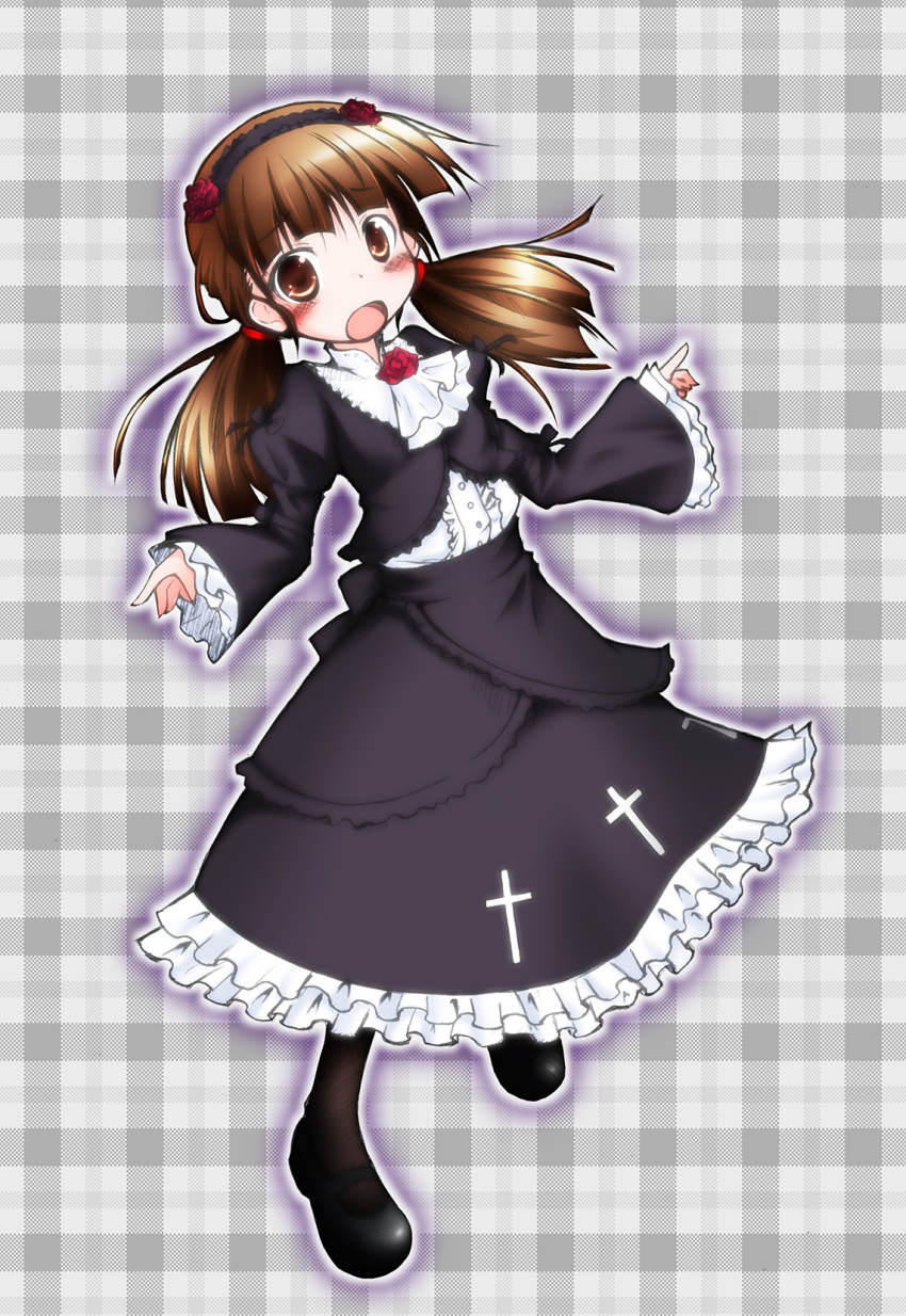 blush brown_eyes brown_hair fa-x gokou_hinata gokou_ruri gokou_ruri_(cosplay) gothic_lolita highres lolita_fashion long_hair ore_no_imouto_ga_konna_ni_kawaii_wake_ga_nai pantyhose twintails