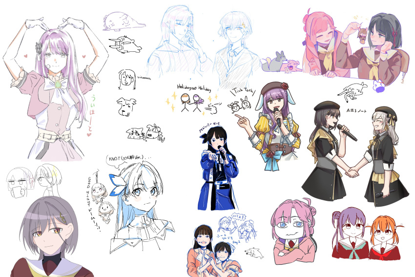 6+girls 6th_live_dream_~bloom_garden_party~ :d :i a_deru_note ampere_(love_live!) animal_ears animalization animification anyoji_hime anyoji_hime_(seal) arms_up artist_request bare_shoulders black_bow black_hair bloom_the_smile_bloom_the_dream! blue_eyes bow bowtie brown_dress brown_hair character_doll cheese closed_mouth coat commentary_request crossed_arms dog doll dress elbow_on_table food fox frilled_sleeves frills fushigi_to_kimi_to_library gloves grey_eyes hair_bow hair_bun hair_ornament hanamiya_nina hasu_no_sora_school_uniform hayama_fuka heart_arms highres hinoshita_kaho holding holding_by_the_tail holding_food holding_hands holding_microphone holding_mini_person jacket juliet_sleeves kachimachi_kosuzu katsuragi_izumi kurusu_rin kyurumaru long_hair long_sleeves love_live! love_live!_hasu_no_sora_jogakuin_school_idol_club medium_hair meme meme_request microphone mini_person minigirl mole mole_on_neck mole_under_eye momose_ginko mouse_ears mouse_girl mouse_tail multi-tied_hair multiple_girls multiple_views murano_sayaka neckerchief nonaka_kokona off-shoulder_coat off_shoulder open_clothes open_coat open_jacket open_mouth orange_eyes orange_hair otomune_kozue paint_chat_(medium) partially_colored pink_dog pink_dress pink_hair pink_jacket pink_ribbon pipi_(m1x_mix) ponytail porari potatopenggu puff_of_air puffy_short_sleeves puffy_sleeves purple_hair rabbit_hair_ornament real_life red_neckerchief ribbon sailor_collar sailor_dress school_uniform seal_(animal) sega_lucky_lottery_mascot_doll_(hasu_no_sora) short-sleeved_jacket short_sleeves side_ponytail sidelocks singing single_side_bun sleeve_ribbon smile straight_hair tail theater_ikizama two_side_up voice_actor white_bow white_bowtie white_gloves white_sailor_collar winter_uniform