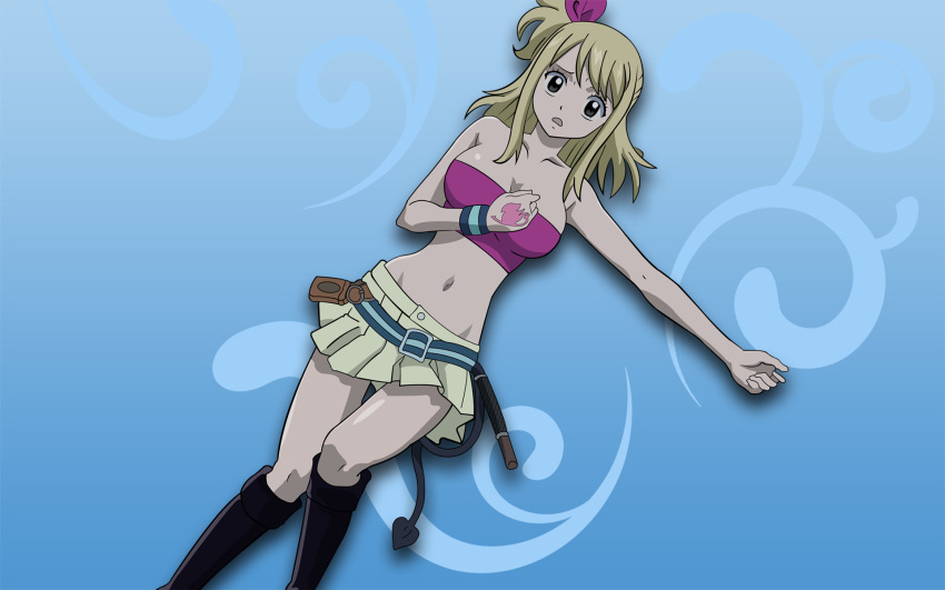 1girl blonde_hair cleavage fairy_tail lucy_heartfilia skirt solo vector whip