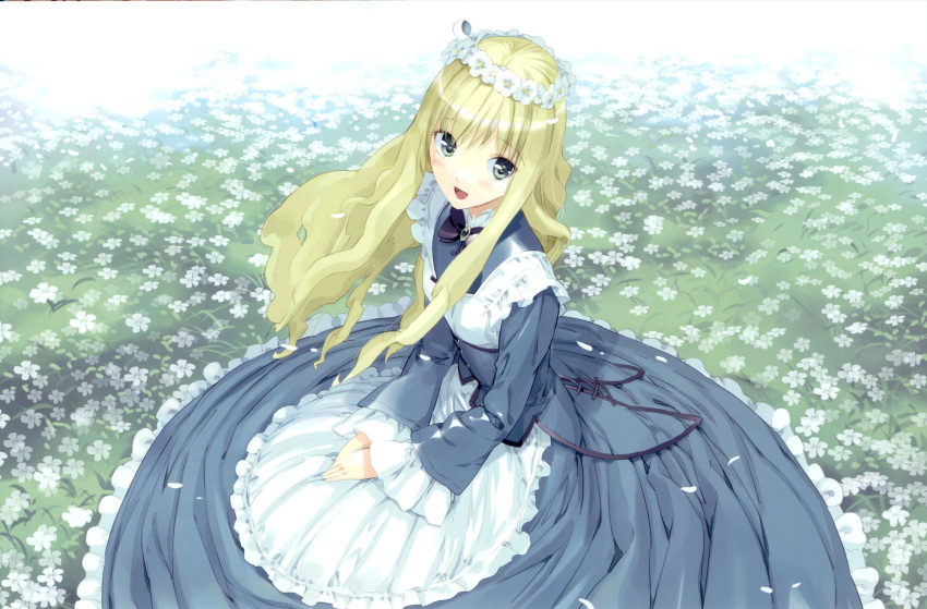 alice alice_(wonderland) alice_in_wonderland blonde_hair dress flower flowers long_hair ueda_ryou