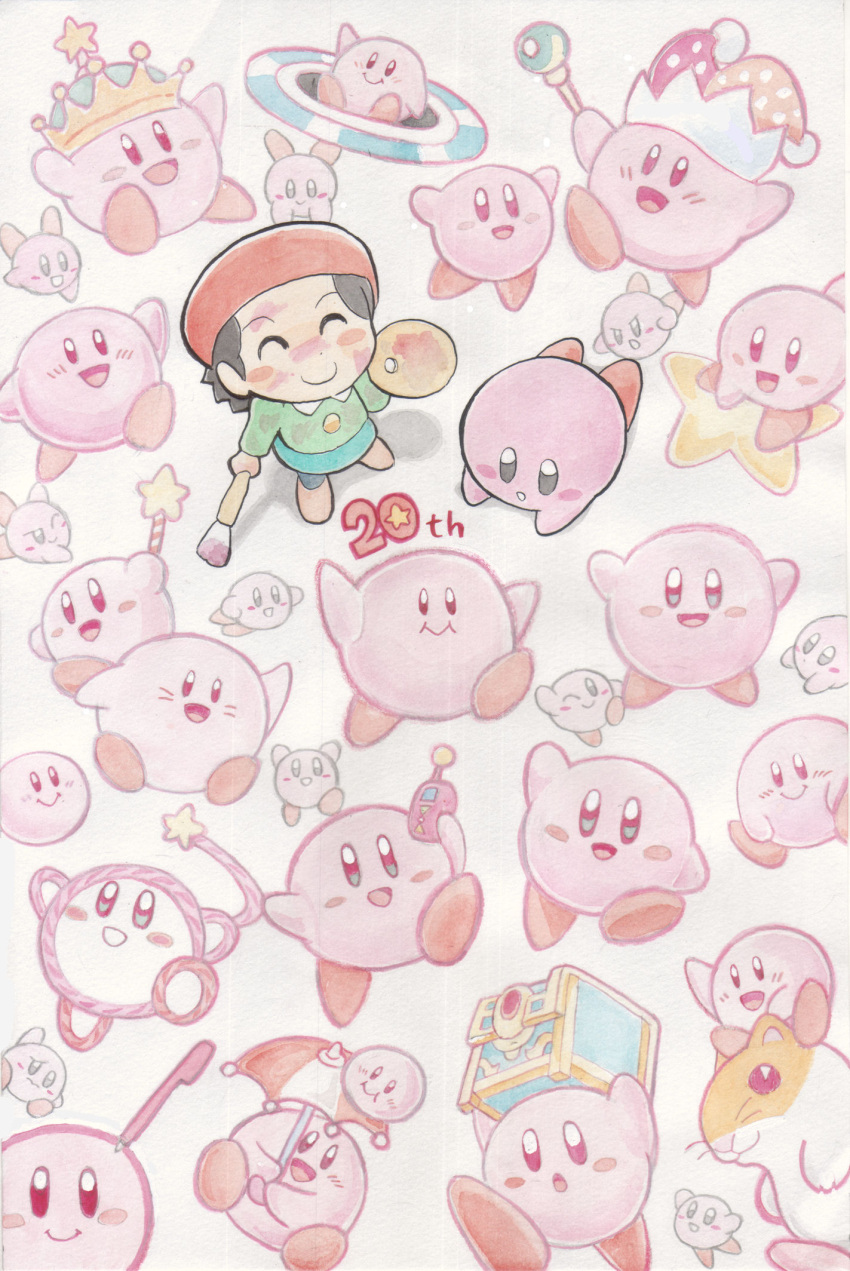 10s 1girl 2012 6+others adeleine anniversary art_brush atsumete!_kirby blush_stickers crown english from_above hal_laboratory_inc. hamster highres hoshi_no_kirby hoshi_no_kirby:_yume_no_izumi_deluxe hoshi_no_kirby:_yume_no_izumi_no_monogatari hoshi_no_kirby_(game) hoshi_no_kirby_2 hoshi_no_kirby_3 hoshi_no_kirby_64 hoshi_no_kirby_kagami_no_daimeikyuu hoshi_no_kirby_super_deluxe hoshi_no_kirby_ultra_super_deluxe hoshi_no_kirby_wii keito_no_kirby kirby kirby's_avalanche kirby's_dream_course kirby's_epic_yarn kirby's_pinball_land kirby's_star_stacker kirby_(series) kirby_and_the_amazing_mirror kirby_bowl kirby_canvas_curse kirby_no_ea_raido kirby_no_kira_kira_kids kirby_no_pinball nintendo oda_takashi open_mouth paintbrush pink_puff_ball rick_(kirby) scepter smile standing star touch_kirby! treasure_chest umbrella wand