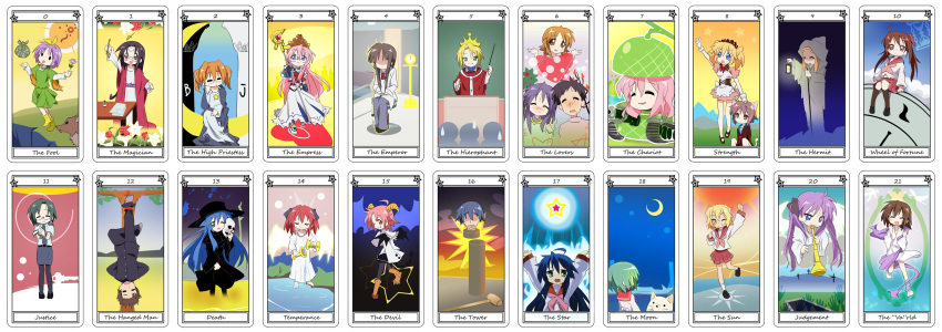 age_difference asahina_mikuru asahina_mikuru_(cosplay) card_(medium) cat caterpillar_tracks cherry_(lucky_star) clerk_nagato cosplay everyone family father_and_daughter food fruit glasses highres hiiragi_kagami hiiragi_matsuri hiiragi_miki hiiragi_tadao hiiragi_tsukasa iwasaki_minami ixy izumi_kanata izumi_konata izumi_soujirou kobayakawa_yutaka kogami_akira kuroi_nanako kusakabe_misao long_image lucky_star lyrical_nanoha mahou_shoujo_lyrical_nanoha melon military military_vehicle minegishi_ayano mother_and_daughter nagamori_yamato nagato_yuki nagato_yuki_(cosplay) narumi_yui parody patricia_martin sakuraba_hikaru shiraishi_minoru star suzumiya_haruhi_no_yuuutsu takamachi_nanoha takamachi_nanoha_(cosplay) takara_miyuki takara_yukari tamura_hiyori tank tarot tarot_set vehicle wide_image yasaka_kou