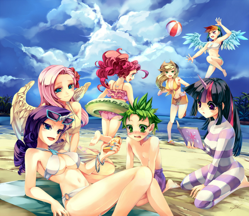 2012 6+girls applejack ass balloon beach bikini black_hair blonde_hair bloomers blue_eyes blue_hair blush book bracelet breasts cleavage cloud clouds cowboy_hat cutie_mark embarrassed eyewear female fluttershy freckles friendship_is_magic frilled_bikini frills front-tie_top green_eyes green_hair hair hat highres horn human jewelry large_breasts long_hair looking_at_viewer male midair multi-colored_hair multiple_girls my_little_pony my_little_pony_friendship_is_magic nail_polish navel o-ring_bottom open_mouth orange_hair panties personification pink_hair pinkie_pie) ponytail purple_eyes purple_hair rainbow_dash rainbow_hair rarity red_hair redhead sand sea seaside seiza shiny shiny_skin shirt short_hair sitting skimpy smile soukitsubasa spike_(my_little_pony) standing_on_one_leg sunglasses sunglasses_on_head swim_trunks swimsuit tongue towel tree tubetop twilight_sparkle underboob underwear violet_eyes water wings wood young