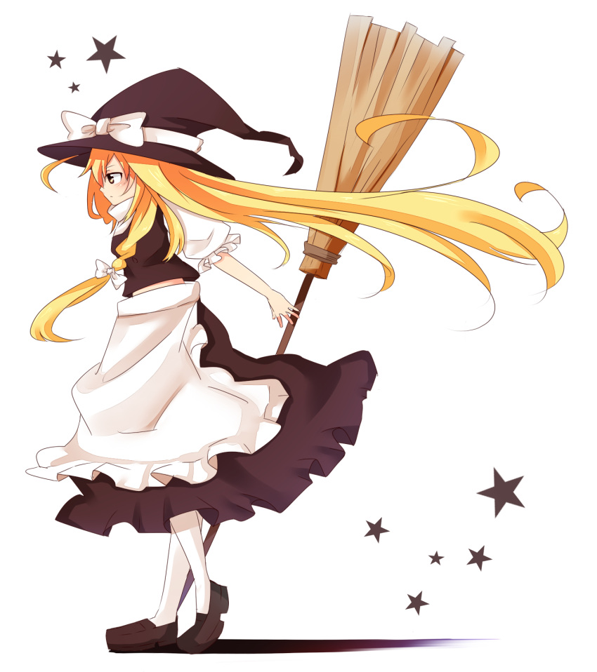 blonde_hair broom hat highres kirisame_marisa long_hair solo tosura-ayato touhou witch_hat