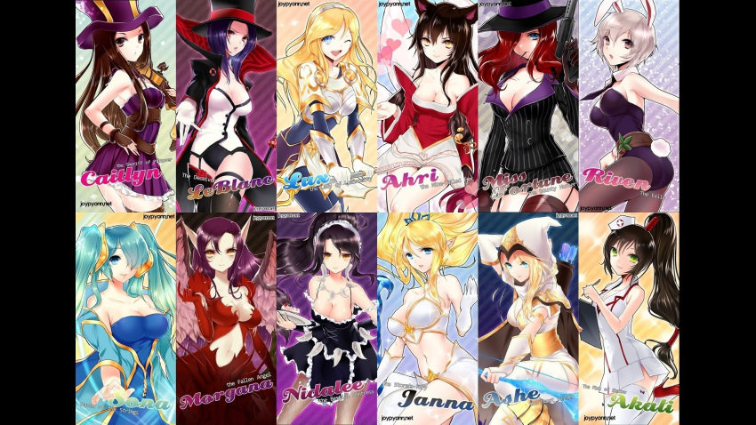 ahri_(league_of_legends) akali_(league_of_legends) ashe caitlyn janna jpeg_artifacts le_blanc league_of_legends lux miss_fortune morgana nidalee riven sona