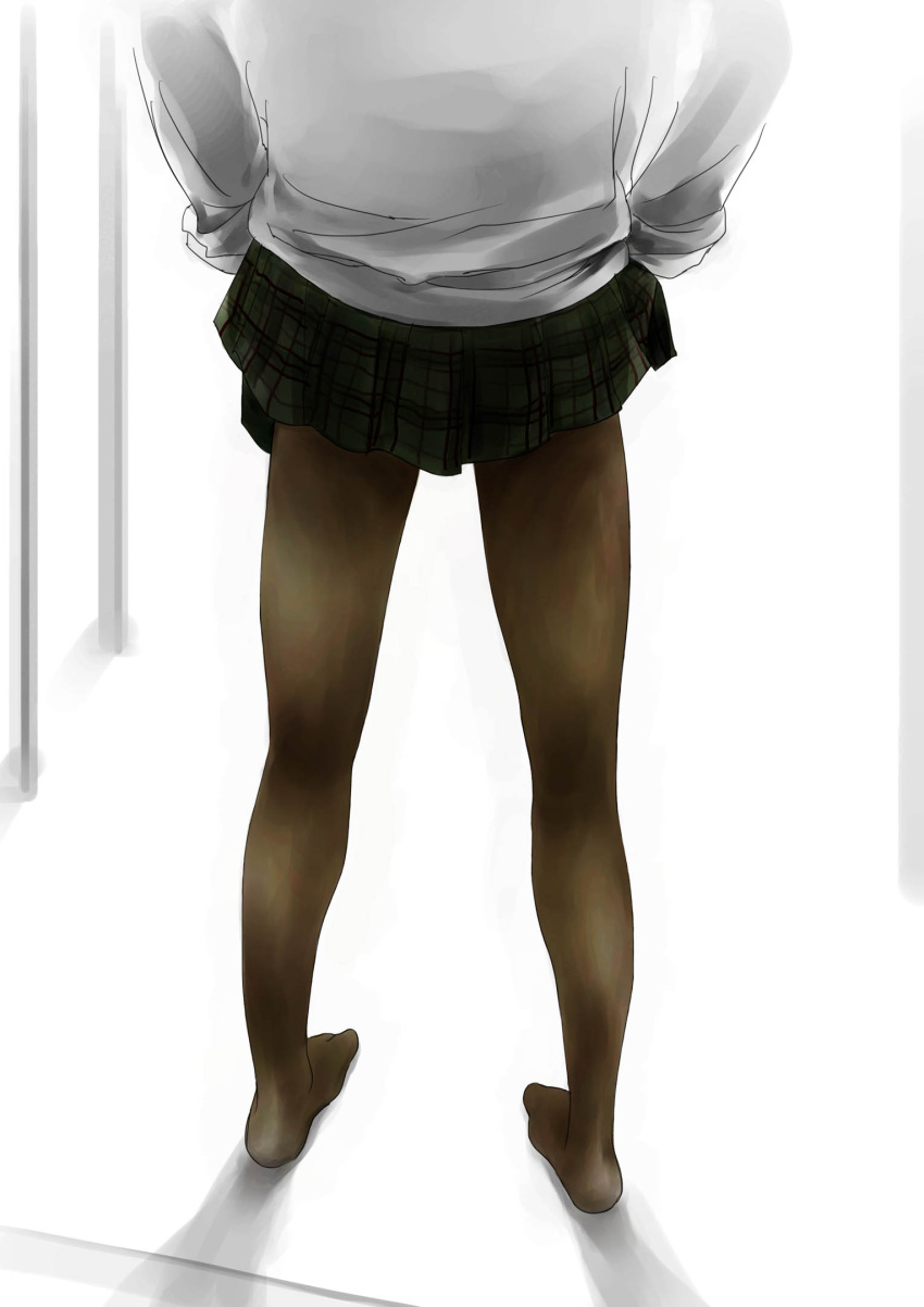 brown_legwear copyright_request from_behind highres legs pantyhose school_uniform skirt skirt_lift standing toshinobu40