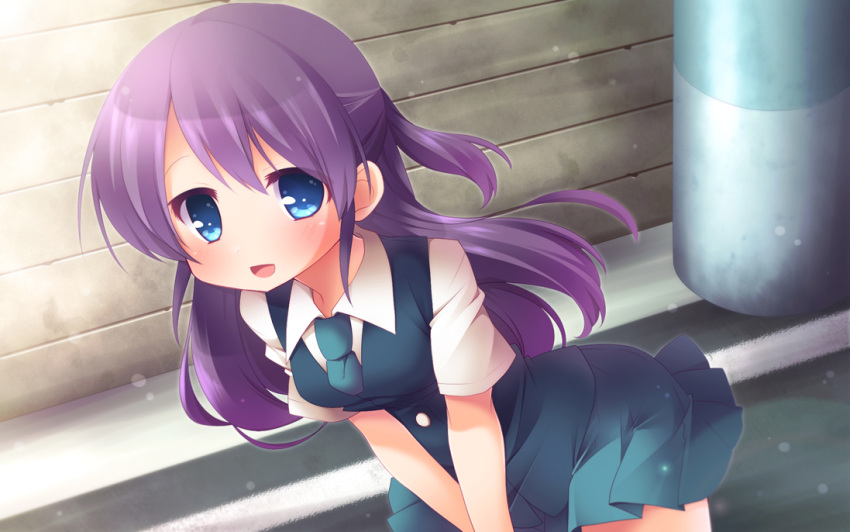 blue_eyes half_updo inazuma_eleven inazuma_eleven_(series) kudou_fuyuka long_hair purple_hair ringo_yuyu school_uniform