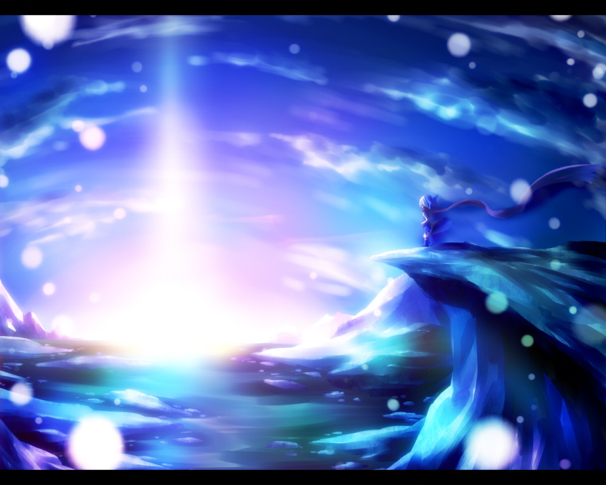 1girl advent_cirno ayakashi_(monkeypanch) bad_id cirno cirno-nee cloud red_scarf scarf scenery sky solo touhou