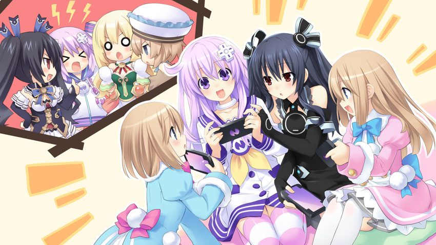 blanc game_cg hyperdimension_neptunia_mk2 nepgear neptune_(choujigen_game_neptune) noire ram_(neptune_series) rom_(neptune_series) tsunako vert yuni_(hyperdimension_neptunia_mk2)