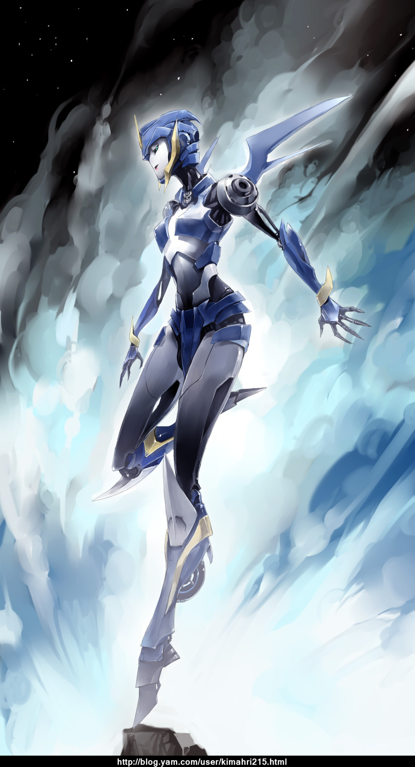 1girl arcee autobot blue_eyes double_tens no_humans robot robot_girl transformers transformers_prime