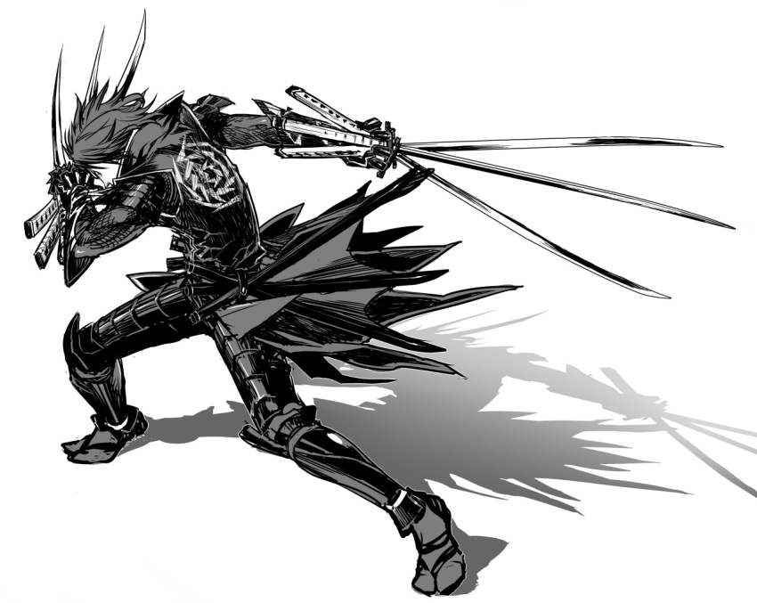 armor date_masamune katana male monochrome samurai sengoku_basara sword tet weapon