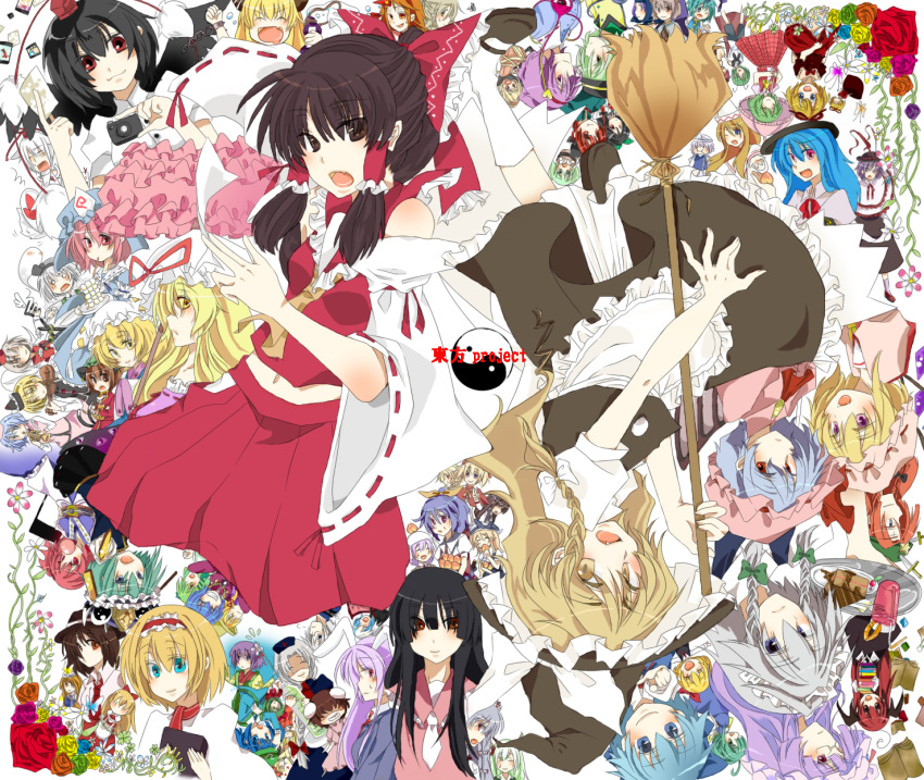 aki_minoriko aki_shizuha alice_margatroid bad_id blue_rose chen cirno daiyousei everyone ex-keine flandre_scarlet flower fujiwara_no_mokou green_rose hakunii hakurei_reimu hieda_no_akyuu highres hinanawi_tenshi hitodama hong_meiling horn hoshiguma_yuugi houraisan_kaguya ibuki_suika inaba_tewi inubashiri_momiji izayoi_sakuya kaenbyou_rin kagiyama_hina kamishirasawa_keine kawashiro_nitori kazami_yuuka kirisame_marisa kisume koakuma kochiya_sanae komeiji_koishi komeiji_satori konpaku_youmu konpaku_youmu_(ghost) kumoi_ichirin kurodani_yamame letty_whiterock lily_white luna_child lunasa_prismriver lyrica_prismriver maribel_han maribel_hearn medicine_melancholy merlin_prismriver mizuhashi_parsee morichika_rinnosuke moriya_suwako multiple_girls mystia_lorelei nagae_iku nazrin onozuka_komachi orange_rose patchouli_knowledge pink_rose purple_rose red_rose reisen reisen_udongein_inaba reiuji_utsuho remilia_scarlet rose rumia saigyouji_yuyuko shameimaru_aya shikieiki_yamaxanadu star_sapphire su-san sunny_milk tatara_kogasa team_9 tokiko_(touhou) touhou usami_renko watatsuki_no_toyohime watatsuki_no_yorihime wriggle_nightbug yagokoro_eirin yakumo_ran yakumo_yukari yasaka_kanako yellow_rose