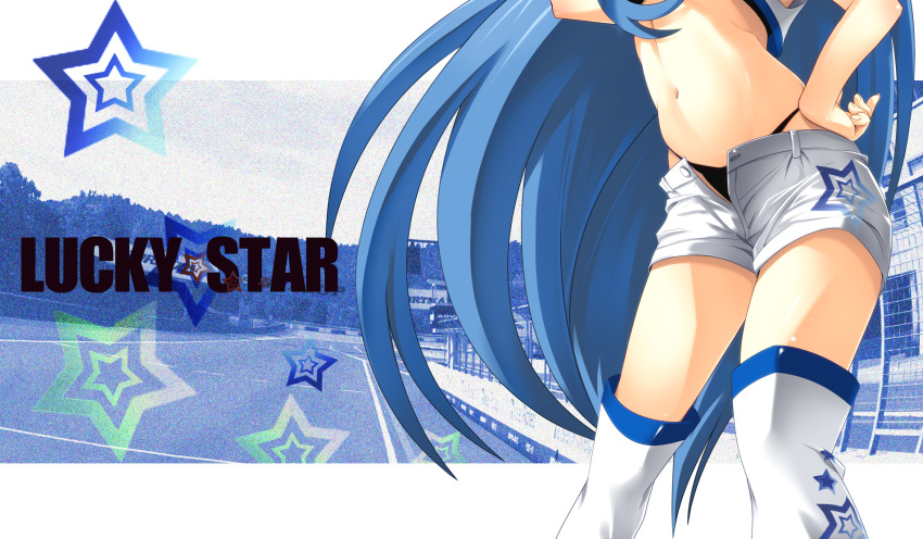 blue_hair izumi_konata long_hair lucky_star mr.aurich panties shorts underwear