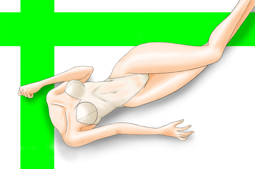 1girl breasts character_request headless legs mahou_shoujo_madoka_magica midriff mirror school swim_costume