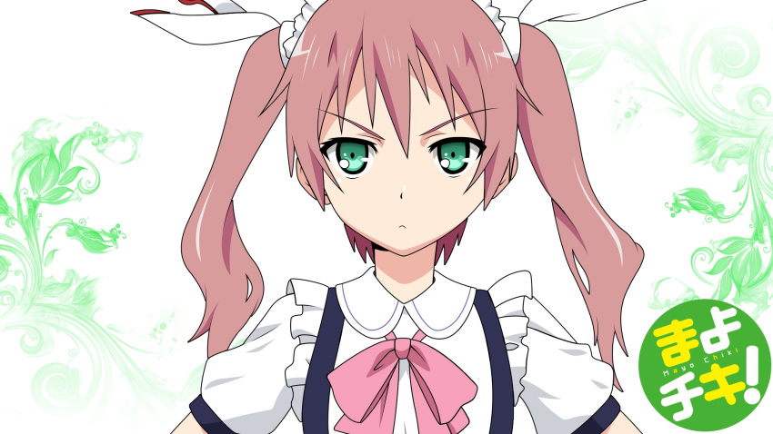 green_eyes logo long_hair maid mayo_chiki! pink_hair twintails usami_masamune