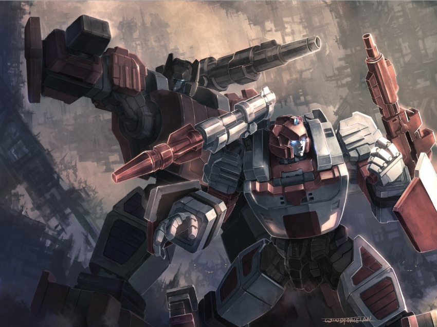 autobot battle cannon cybertron decepticon gun mecha missile oldschool realistic red_alert rifle robot ruins science_fiction sideswipe transformers weapon windforcelan