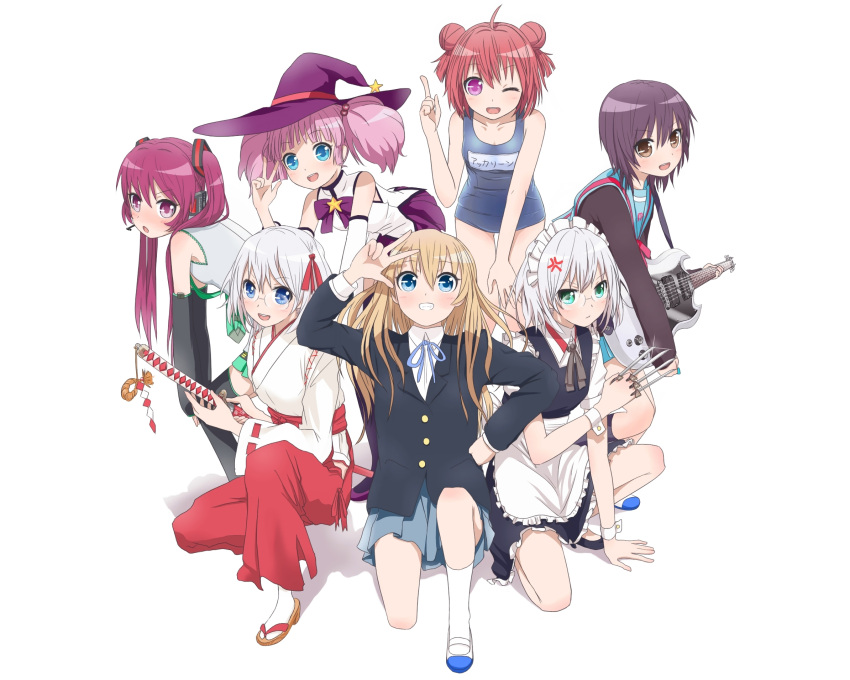 akaza_akari cosplay funami_yui glasses group guitar hatsune_miku headphones ikeda_chitose ikeda_chizuru instrument izayoi_sakuya japanese_clothes k-on! katana knife maid miko nagato_yuki school_swimsuit seifuku sugiura_ayano suzumiya_haruhi_no_yuutsu suzumiya_haruhi_no_yuuutsu sweeter swimsuit sword thigh-highs thighhighs toshinou_kyouko touhou vocaloid weapon white wink witch witch_hat yoshikawa_chinatsu yuru_yuri