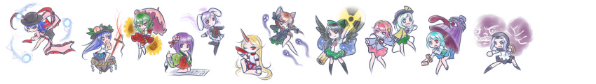 animal_ears arm_cannon ascot black_eyes black_hair black_legwear black_wings blonde_hair blue_eyes blue_hair braid bunny_ears cape cat_ears clenched_hands closed_eyes cuffs electricity eyes eyes_closed flower food fruit green_hair hair_ornament hairband hat hat_ribbon heart heterochromia hieda_no_akyuu highres hinanawi_tenshi hood horn horns hoshiguma_yuugi japanese_clothes jewelry joey_(lilinjunyi) kaenbyou_rin karakasa_obake kazami_yuuka keystone kneeling komeiji_koishi komeiji_satori kumoi_ichirin leaf long_hair long_sleeves multiple_girls nagae_iku necktie open_mouth peach pink_eyes pink_hair puffy_sleeves purple_eyes purple_hair rabbit_ears radiation_symbol red_eyes red_hair redhead reisen reiuji_utsuho ribbon ring rock rope scarlet_weather_rhapsody shackles shawl short_hair short_sleeves sitting subterranean_animism sword sword_of_hisou tatara_kogasa thigh-highs thighhighs third_eye tongue touhou twin_braids umbrella unzan violet_eyes weapon wide_sleeves wings wink