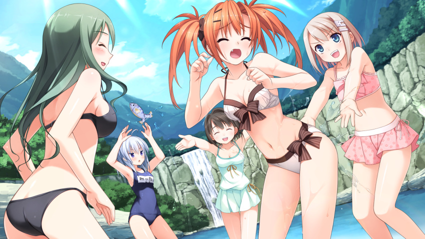 animal bikini brown_hair chimari_mima cleavage fish fujisaki_shizuka game_cg grey_hair green_hair group hashimoto_takashi imouto_no_katachi kodamasawa_izumi long_hair meta mutou_kurihito orange_hair pink_hair short_hair sphere sumeragi_ayaka sunadori_satori swimsuit twintails water