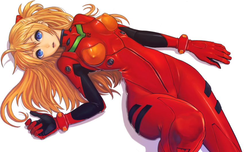 chikokuma long_hair lying neon_genesis_evangelion on_back plugsuit solo souryuu_asuka_langley wallpaper white