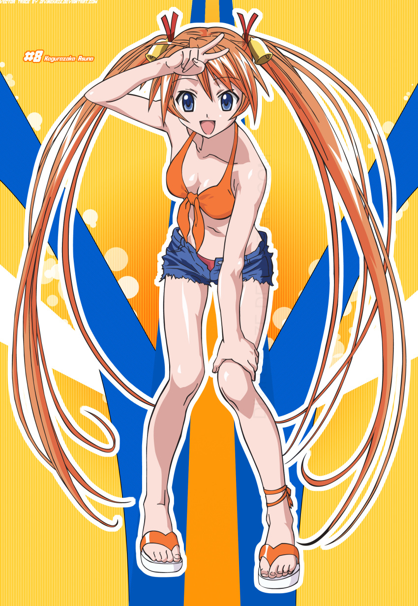 highres long_hair midriff negima shorts twintails vector wallpaper