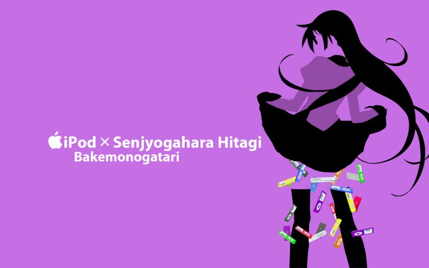 bakemonogatari ipod kisoba purple senjougahara_hitagi silhouette