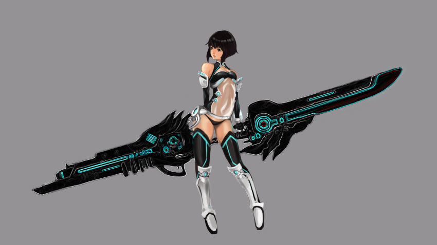 black_hair edit fantasy girl original sword techgirl weapon