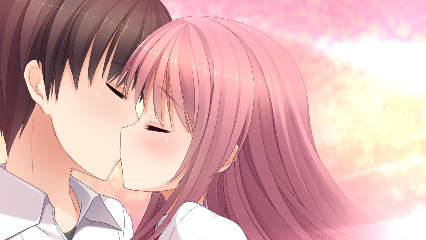 game_cg imouto_no_katachi kiss miyuki_sena pink_hair sphere