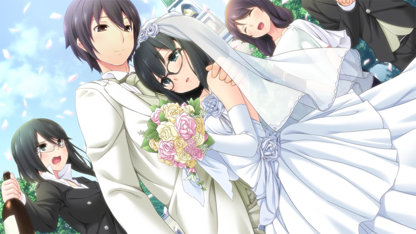 black_hair character_request game_cg glasses hinasaki short_hair tagme_(character) tsuisou_no_augment wedding_dress