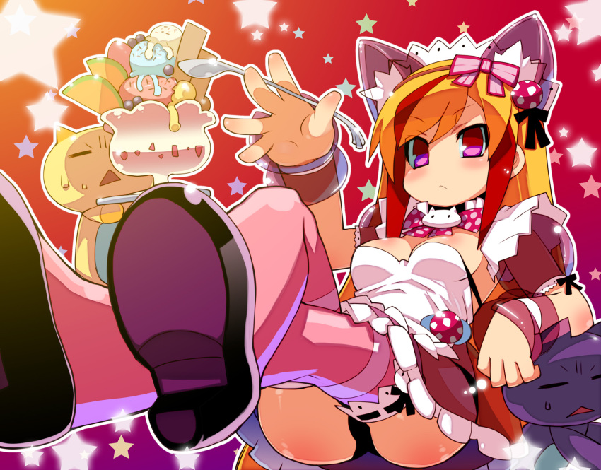 animal animal_ears beatmania_iidx cat catgirl ice_cream panties thigh-highs underwear zankuro