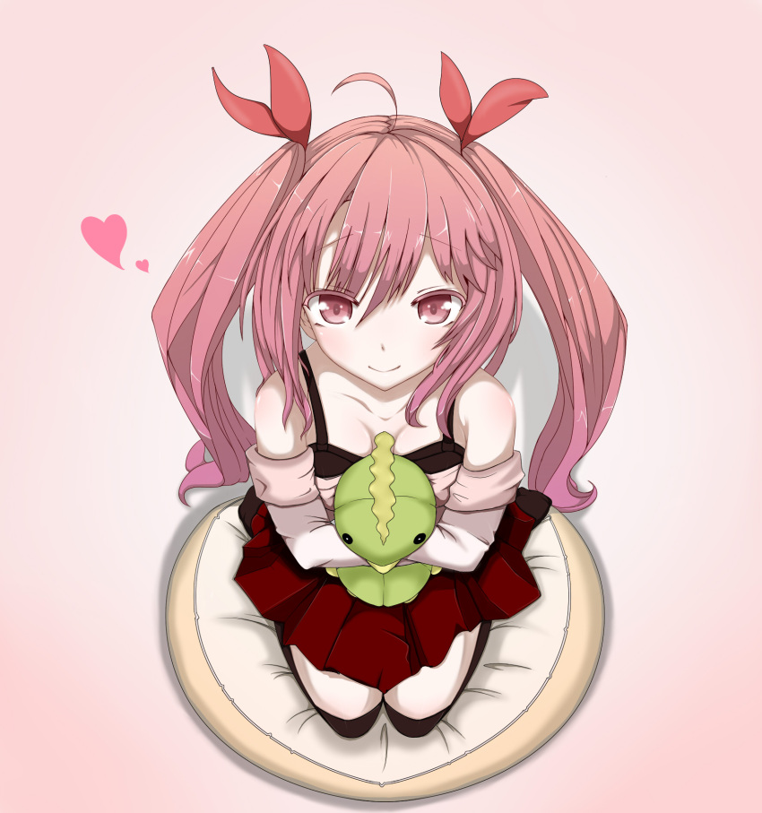 chawa_(yossui009) doll heart highres original pink_eyes pink_hair seiza sitting smile