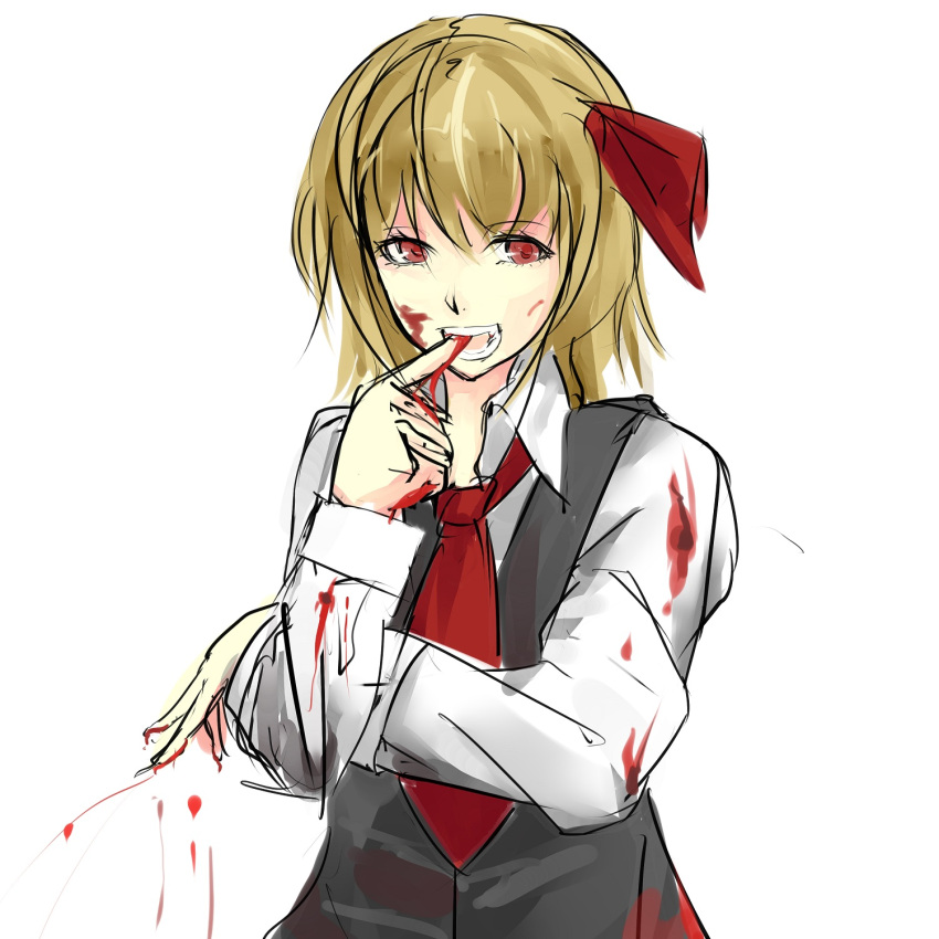 blood blood_on_face bloody_clothes faibuke highres rough rumia solo touhou white_background