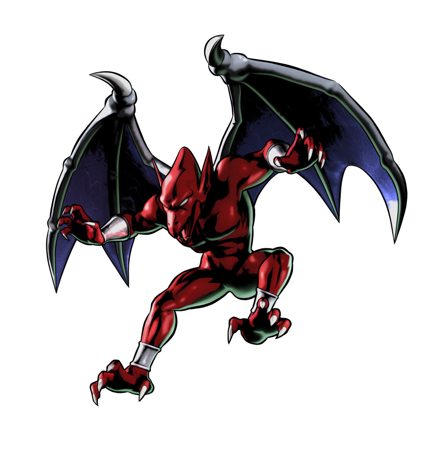 absurdres capcom claws demon demon's_crest demon_wings firebrand highres makaimura marvel_vs._capcom marvel_vs._capcom_3 marvel_vs_capcom marvel_vs_capcom_3 mori_toshiaki no_pupils official_art open_mouth pointy_ears red_arremer red_skin shinkiro simple_background solo transparent_background wings