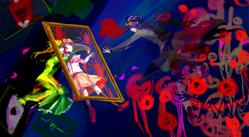 eve_(ib) garry_(ib) gary_(ib) gen_(unknown_clown) heartbeat highres ib ib_(ib) lady_in_red_(ib) mary_(ib) paint picture_frame