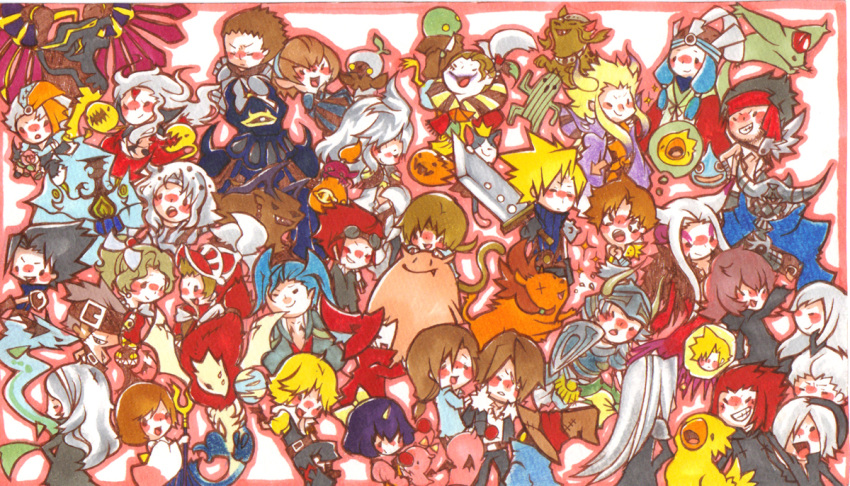 +_+ 6+boys 6+girls advent_children annotation_request bahamut blitzball blonde_hair blue_hair boco bomb_(final_fantasy) bow braska brown_hair buster_sword butz_klauser cait_sith carbuncle cecil_harvey cefca_palazzo character_request chibi chocobo cloud_of_darkness cloud_strife coeurl crisis_core_final_fantasy_vii directional_arrow dissidia_final_fantasy dragon_quest eiko_carol emperor_(ff2) everyone exdeath fang final_fantasy final_fantasy_i final_fantasy_ii final_fantasy_iv final_fantasy_ix final_fantasy_v final_fantasy_vi final_fantasy_vii final_fantasy_vii_advent_children final_fantasy_viii final_fantasy_x final_fantasy_xi final_fantasy_xii freija_crescent frioniel frog gabranth garland_(ff1) goggles goggles_on_head golbeza horn ifrit jecht kadaj kingdom_hearts kuja laguna_loire loz mandragora marluxia moogle multiple_boys multiple_girls onion_knight open_mouth organization_xiii partially_annotated red_hair red_xiii redhead reno sabotender sephiroth seymour_guado shantotto shield shiro_(reptil) slime slime_(dragon_quest) smile sparkle squall_leonhart sword tidus tina_branford tonberry ultimecia valefor vivi_ornitier warrior_of_light weapon yazoo yuna zack_fair