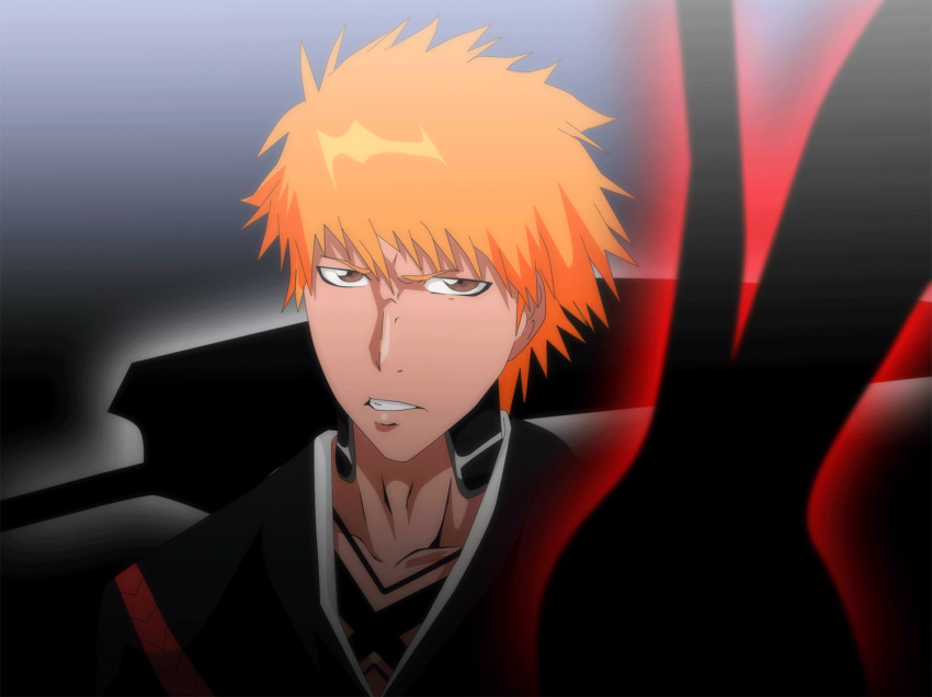 1boy animated animated_gif bleach brown_eyes kurosaki_ichigo mr123goku123 orange_hair simple_background solo