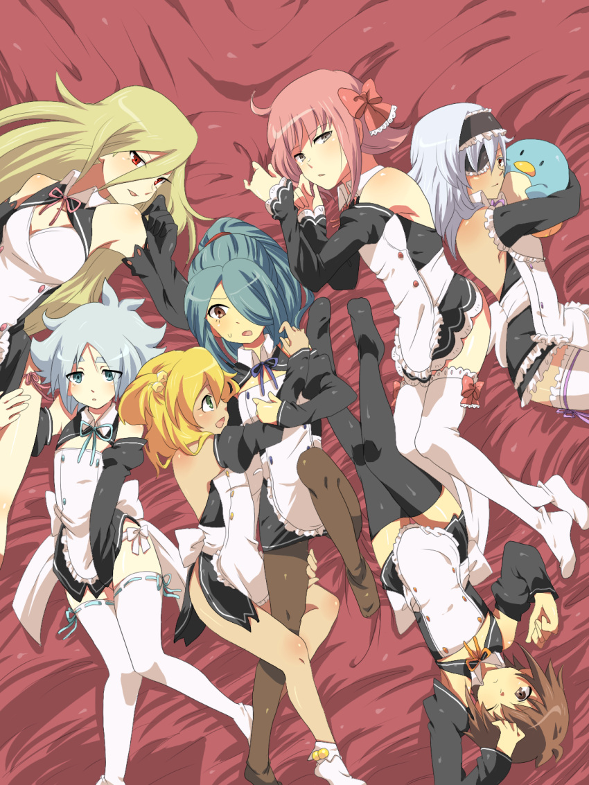 amane_(dream_c_club) amane_(dream_c_club)_(cosplay) aphrodite_(inazuma_eleven) blonde_hair blue_hair brown_hair cosplay dream_c_club fubuki_shirou futaba_riho futaba_riho_(cosplay) hair_cubes hair_ornament handa_shin'ichi highres inazuma_eleven kazemaru_ichirouta long_hair mari_(dream_c_club) mari_(dream_c_club)_(cosplay) miyasaka_ryou miyukiyo nao_(dream_c_club) nao_(dream_c_club)_(cosplay) pantyhose pink_hair reika_(dream_c_club) reika_(dream_c_club)_(cosplay) rui_(dream_c_club) rui_(dream_c_club)_(cosplay) sakuma_jirou setsu_(dream_c_club) setsu_(dream_c_club)_(cosplay) shimozuru_arata short_hair thighhighs trap