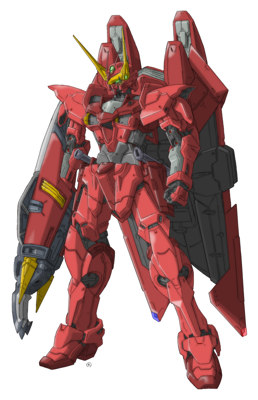 gundam gundam_seed gundam_seed_astray highres ibuki_sakura_(sgw_v07) mecha shield simple_background solo testament_gundam