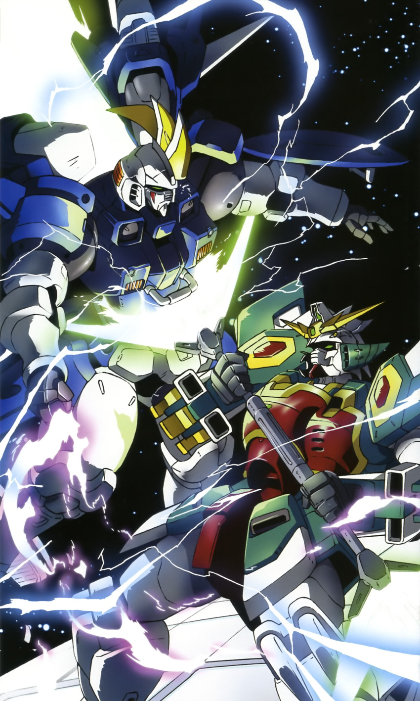 altron altron_gundam energy_sword gundam gundam_wing highres mecha official_art polearm space sword tallgeese_2 tallgeese_ii weapon